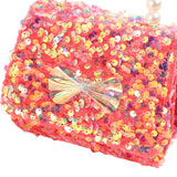 Girls Sequins Cross-body Bag Children Bow Pattern Square Messenger Bag
