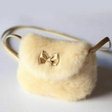 Girls Kids Purse Bowknot Mini Fur Children Handbags Cross Body Handbag