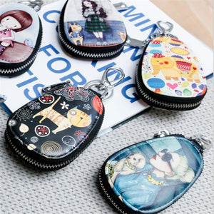 5 Colors Painted Women Girls PU Leather Key Wallets Key Holder Case