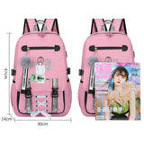 Pink Canvas Backpack Women School Bags Rucksack Large Capacity Bookbags