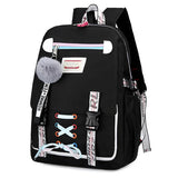 Pink Canvas Backpack Women School Bags Rucksack Large Capacity Bookbags