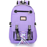 Pink Canvas Backpack Women School Bags Rucksack Large Capacity Bookbags