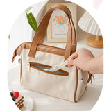 Portable Leather Lunch Bag Large Capacity Insulated Case