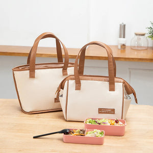 Portable Leather Lunch Bag Large Capacity Insulated Case