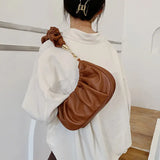 Pleated Underarm PU Leather Hobos Bag - Stylish Womens Cloud Handbags