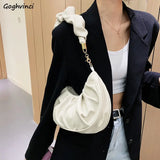 Pleated Underarm PU Leather Hobos Bag - Stylish Womens Cloud Handbags