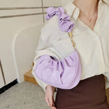 Pleated Underarm PU Leather Hobos Bag - Stylish Womens Cloud Handbags