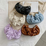 Pleated Underarm PU Leather Hobos Bag - Stylish Womens Cloud Handbags