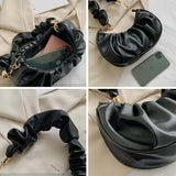 Pleated Underarm PU Leather Hobos Bag - Stylish Womens Cloud Handbags