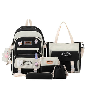 Girls Large Capacity School Bag 5-in-1 Multifunctional Book Bags