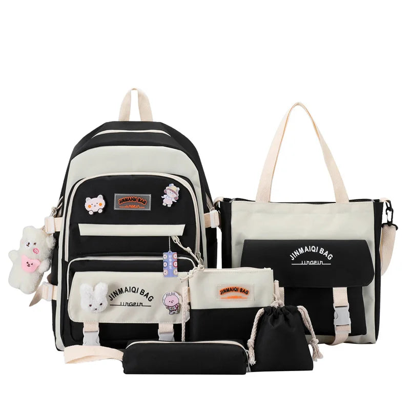 Girls Large Capacity School Bag 5-in-1 Multifunctional Book Bags