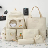 5 PCS Female High School Backpack High-capacity Junior High School Pupil Bag