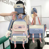 5 Pcs Set Girls School Backpack Multifunctional Large Capacity
