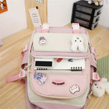 5 Pcs Set Girls School Backpack Multifunctional Large Capacity