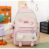 5 Pcs Set Girls School Backpack Multifunctional Large Capacity