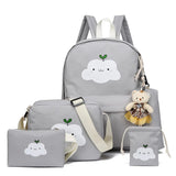 5 Pcs Set Girls Canvas Backpacks for Teenage Girls School Bags