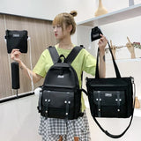5 Pcs Canvas Schoolbags For Teenage Girls Backpacks Laptop Travel Bagpack