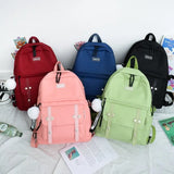 5 Pcs Canvas Schoolbags For Teenage Girls Backpacks Laptop Travel Bagpack