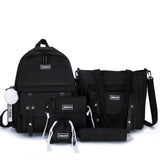 5 Pcs Canvas Schoolbags For Teenage Girls Backpacks Laptop Travel Bagpack