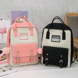 5pc High School Bags for Teenage Girls Canvas Travel Backpack Women Bookbags