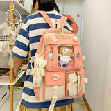 5-Piece Women Backpack School Bag Girls Large Capacity Knapsack
