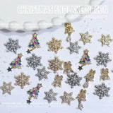 3D Glitter Snowflake Nail Art Zircon Charm - Christmas Nail Decoration