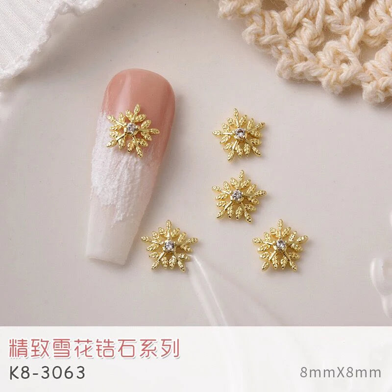 3D Glitter Snowflake Nail Art Zircon Charm - Christmas Nail Decoration