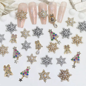3D Glitter Snowflake Nail Art Zircon Charm - Christmas Nail Decoration
