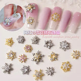 3D Glitter Snowflake Nail Art Zircon Charm - Christmas Nail Decoration