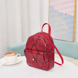 Women Snakeskin Pattern Backpack Stylish for Travel Shopping