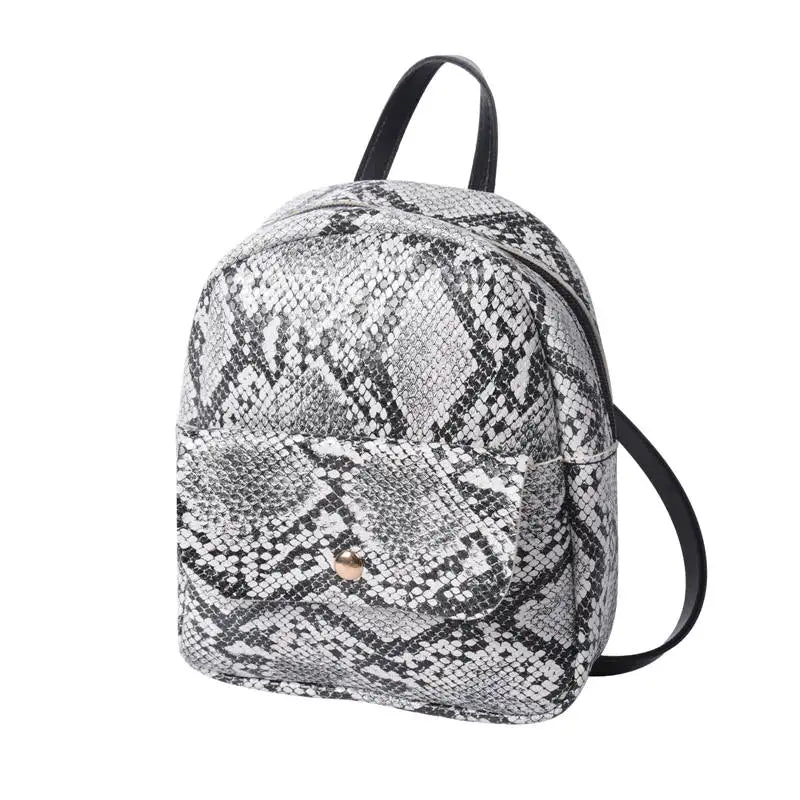 Women Snakeskin Pattern Backpack Stylish for Travel Shopping