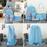 5 Piece Kids Backpack Set Stamp Backpacks for Teenagers Girls School Bags