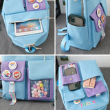 5 Piece Kids Backpack Set Stamp Backpacks for Teenagers Girls School Bags