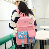 5 Piece Kids Backpack Set Stamp Backpacks for Teenagers Girls School Bags