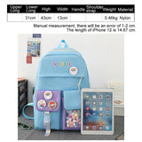 5 Piece Kids Backpack Set Stamp Backpacks for Teenagers Girls School Bags