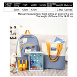 5-Piece School Bags for Girls Bear Backpack Set with Pencil Case
