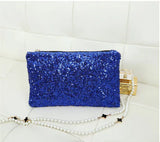 5 Pcs Women Party Clutches with Bling Sequins Handbags Zipper Bags