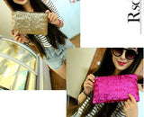 5 Pcs Women Party Clutches with Bling Sequins Handbags Zipper Bags