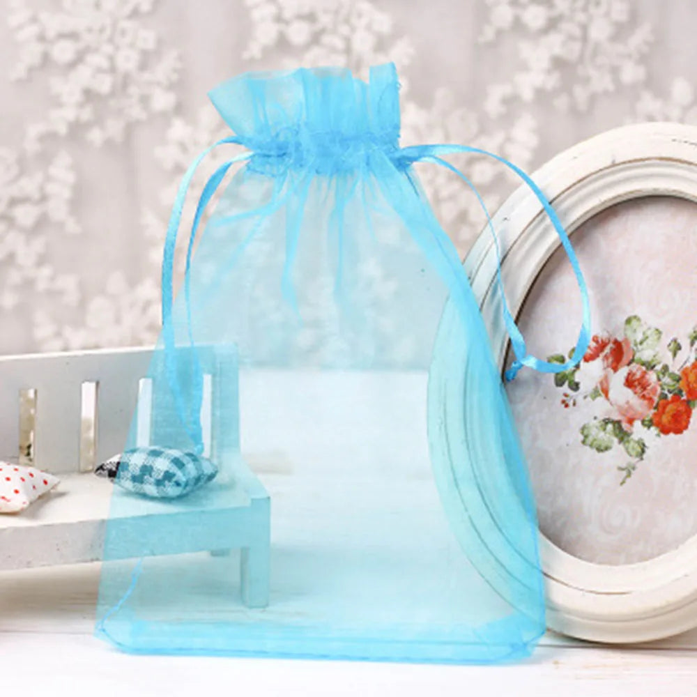 50Pcs Colorful Drawsting Bags 7x9CM Jewelry Gift Pouches