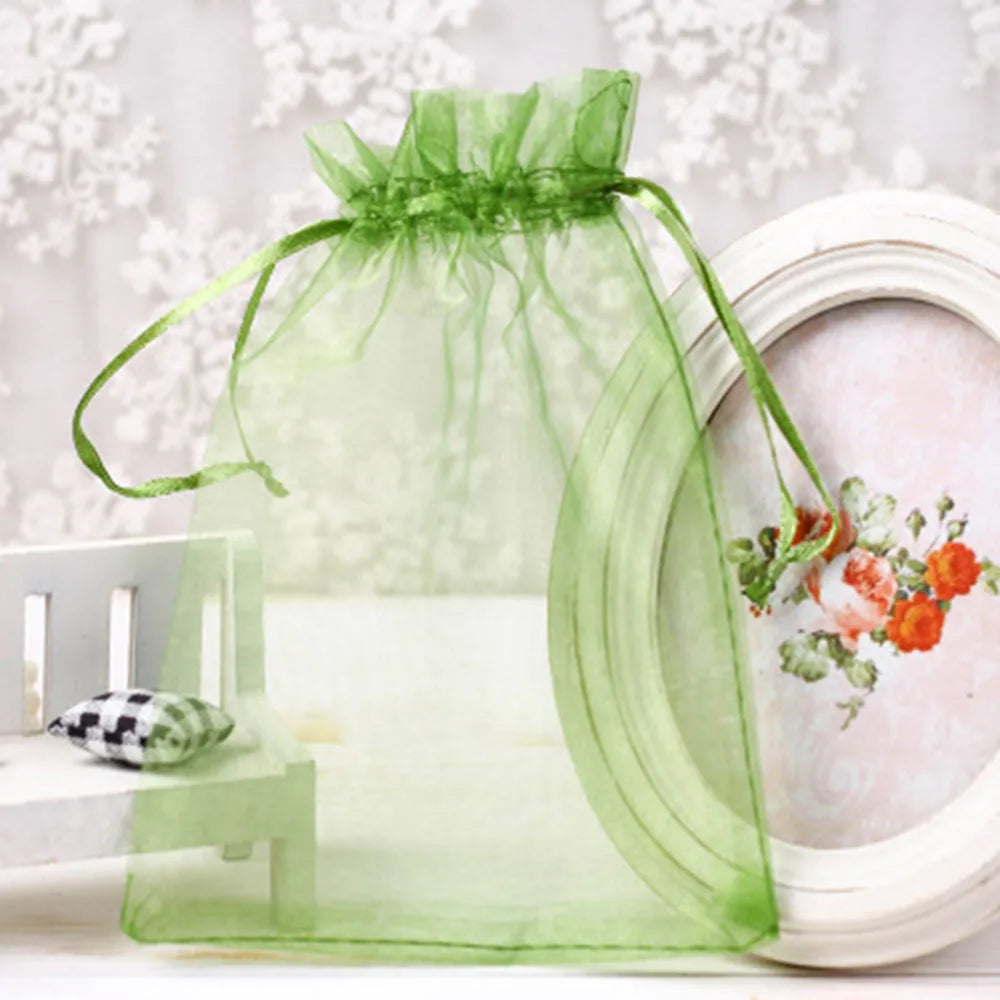 50Pcs Colorful Drawsting Bags 7x9CM Jewelry Gift Pouches