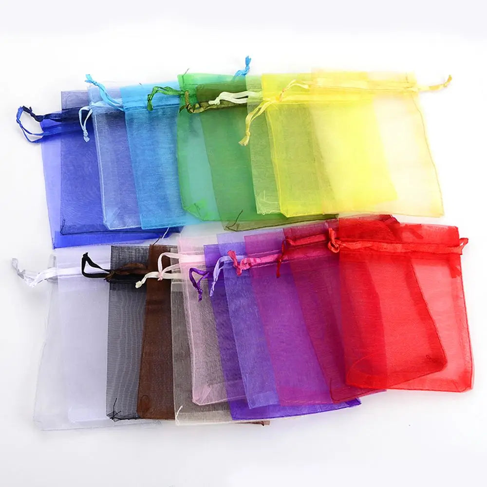 50Pcs Colorful Drawsting Bags 7x9CM Jewelry Gift Pouches