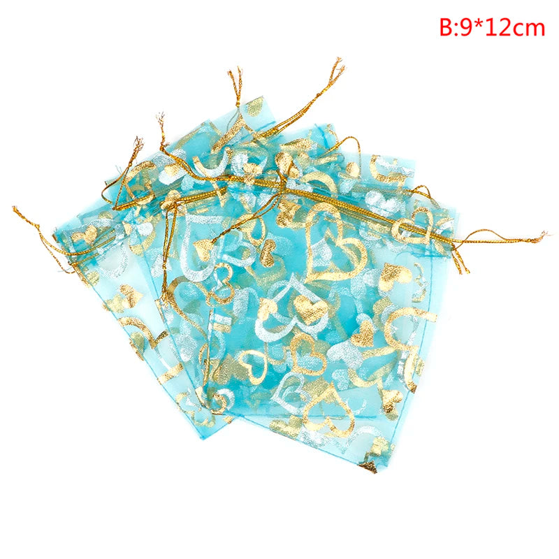 50Pcs Organza Bag Jewelry Tulle Drawstring Jewelry Packaging Wedding Gift