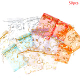 50Pcs Organza Bag Jewelry Tulle Drawstring Jewelry Packaging Wedding Gift
