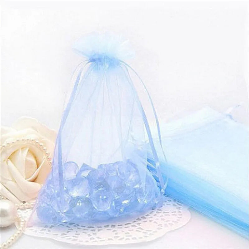 50pcs Organza Gift Bags 7*9 9*12cm Drawstring Pouches for Wedding Party