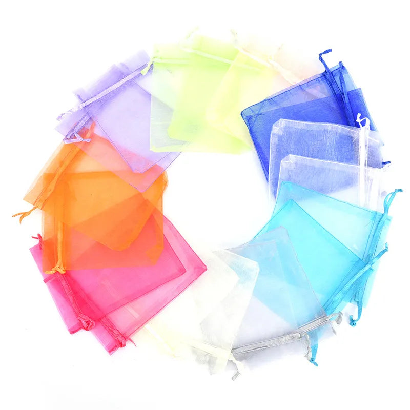 50pcs Organza Bags Wedding Pouches Jewelry Packaging Bags Gift Bag