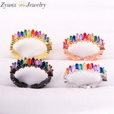 Baguette CZ Engagement Ring Set, Rainbow Zirconia Adjustable Jewelry