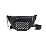 5PCS Punk Women Waist Pack Rhinestone PU Leather Chest Shoulder Bags