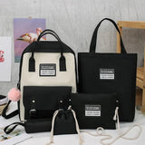 5PCS School Bags For Teenage Girls Travel Backpack Totes Large Capacity Student