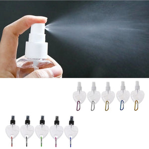 5Pcs 50ml Heart Spray Bottle Hand Sanitizer Travel Keychain Carriers