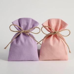 5Pcs Jewelry Organizer Gift Bags Burlap Velvet Drawstring Small Pouch